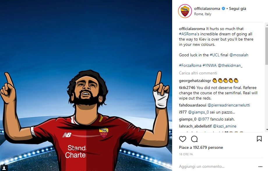 Screen Instagram Roma Salah